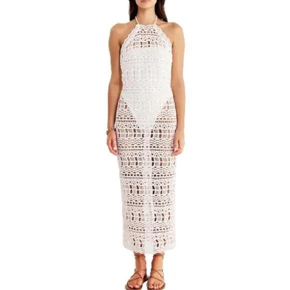 NWT! Rumer Ines Midi White Crochet Swimsuit Cover Dress Size XS - Picture 2 of 5